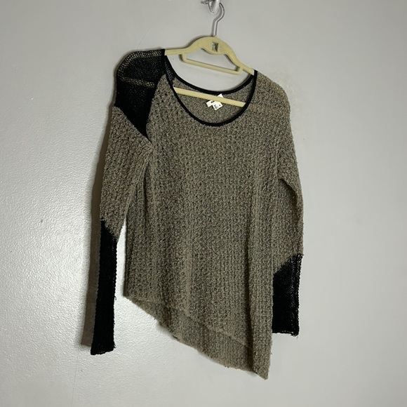 Helmut Lang Flecked Boucle asymmetrical Sweater wool colorblock small - Picture 2 of 7